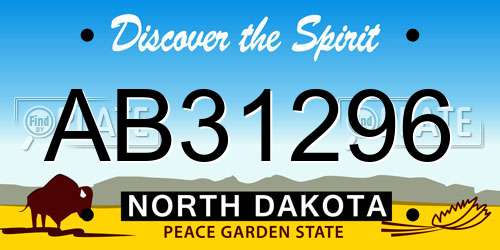 AB31296 North Dakota License Plate