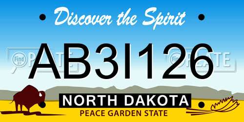 AB3I126 North Dakota License Plate