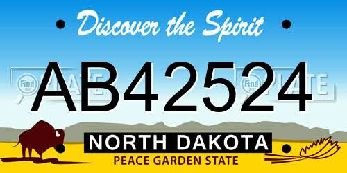 AB42524 North Dakota License Plate