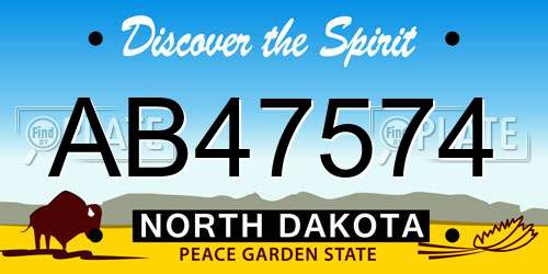 AB47574 North Dakota License Plate
