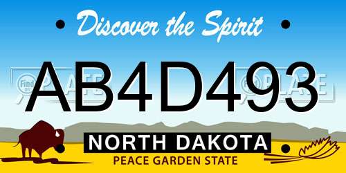 AB4D493 North Dakota License Plate