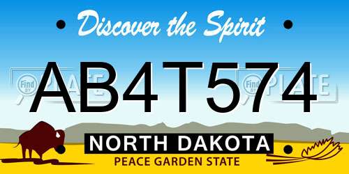 AB4T574 North Dakota License Plate