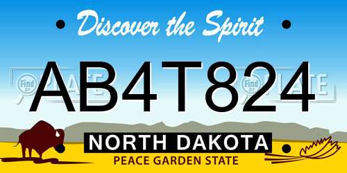 AB4T824 North Dakota License Plate