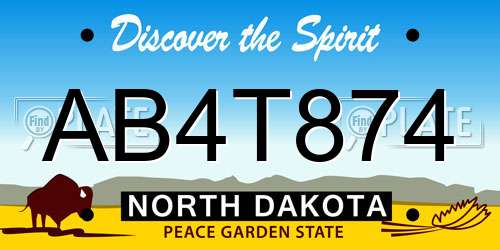 AB4T874 North Dakota License Plate