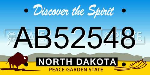 AB52548 North Dakota License Plate