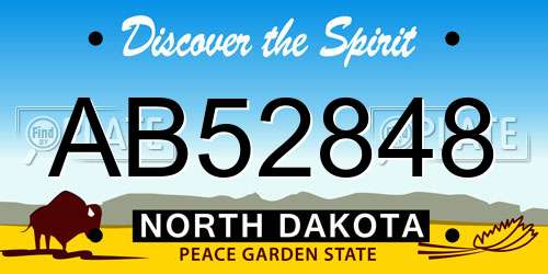 AB52848 North Dakota License Plate