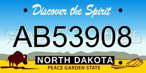 AB53908 North Dakota License Plate