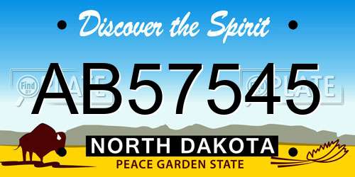 AB57545 North Dakota License Plate
