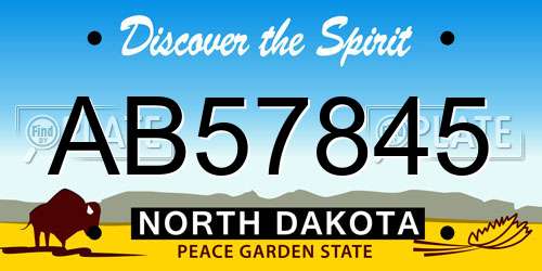 AB57845 North Dakota License Plate