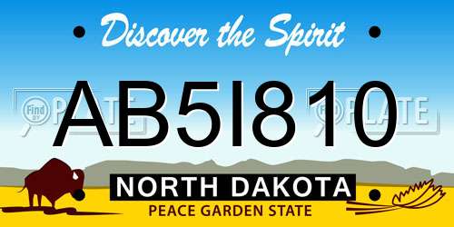 AB5I810 North Dakota License Plate