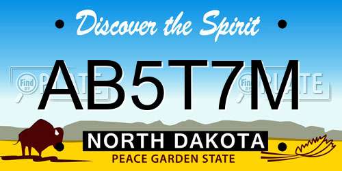 AB5T7M North Dakota License Plate