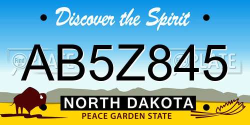 AB5Z845 North Dakota License Plate