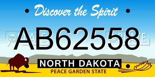 AB62558 North Dakota License Plate