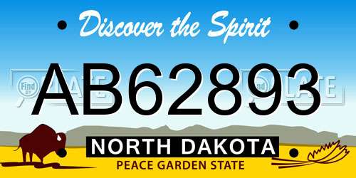 AB62893 North Dakota License Plate