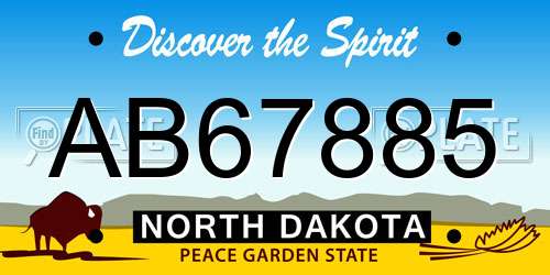 AB67885 North Dakota License Plate