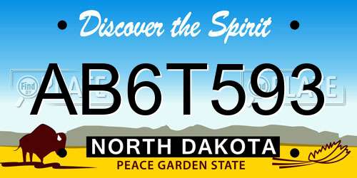 AB6T593 North Dakota License Plate