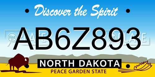 AB6Z893 North Dakota License Plate