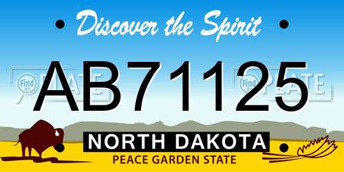 AB71125 North Dakota License Plate