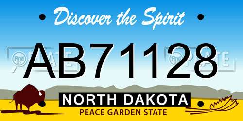AB71128 North Dakota License Plate