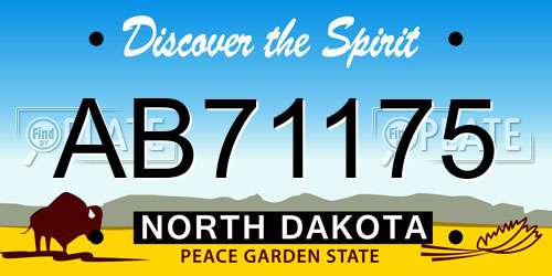 AB71175 North Dakota License Plate