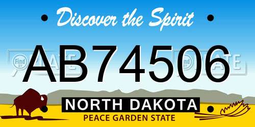 AB74506 North Dakota License Plate