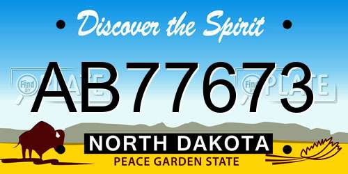 AB77673 North Dakota License Plate