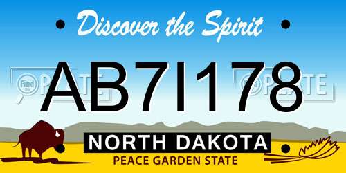 AB7I178 North Dakota License Plate