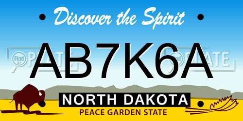 AB7K6A North Dakota License Plate