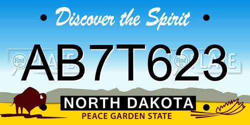 AB7T623 North Dakota License Plate