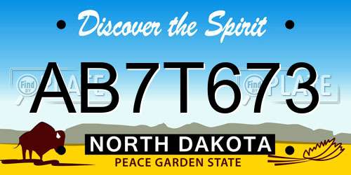 AB7T673 North Dakota License Plate