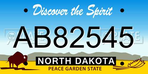 AB82545 North Dakota License Plate