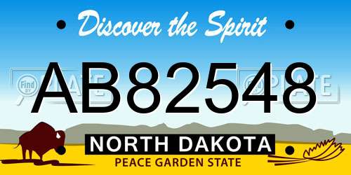 AB82548 North Dakota License Plate