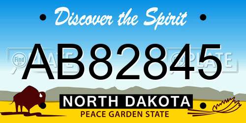 AB82845 North Dakota License Plate