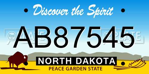 AB87545 North Dakota License Plate