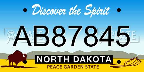 AB87845 North Dakota License Plate