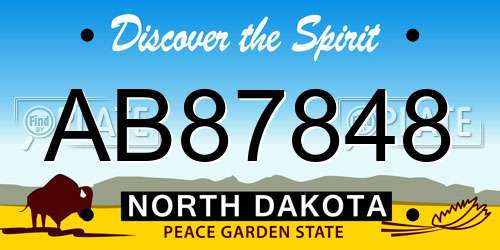 AB87848 North Dakota License Plate