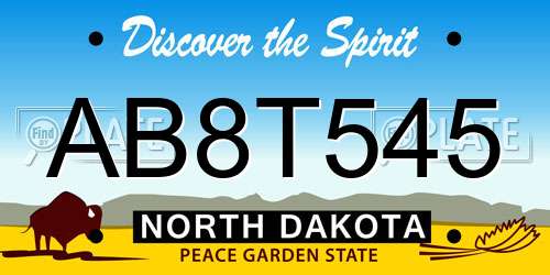 AB8T545 North Dakota License Plate