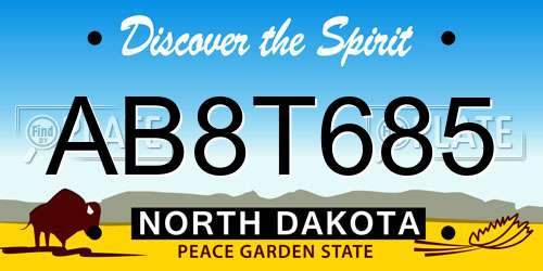 AB8T685 North Dakota License Plate