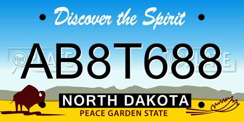 AB8T688 North Dakota License Plate