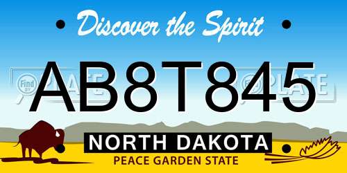 AB8T845 North Dakota License Plate