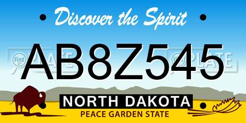 AB8Z545 North Dakota License Plate