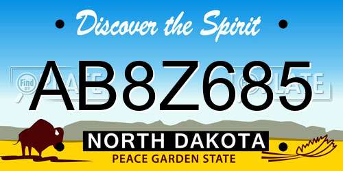 AB8Z685 North Dakota License Plate