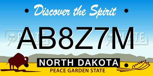 AB8Z7M North Dakota License Plate