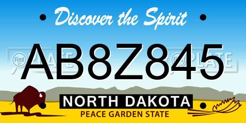 AB8Z845 North Dakota License Plate