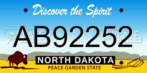 AB92252 North Dakota License Plate