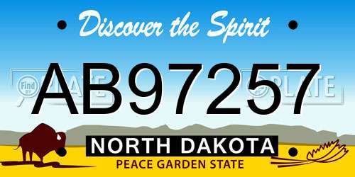 AB97257 North Dakota License Plate