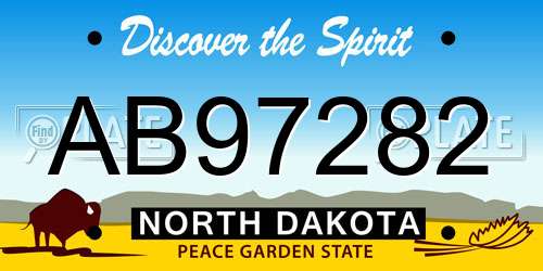 AB97282 North Dakota License Plate