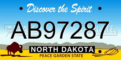 AB97287 North Dakota License Plate