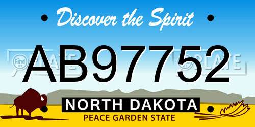 AB97752 North Dakota License Plate