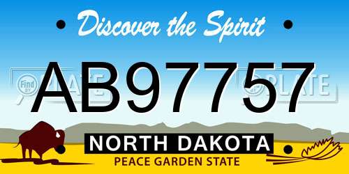 AB97757 North Dakota License Plate